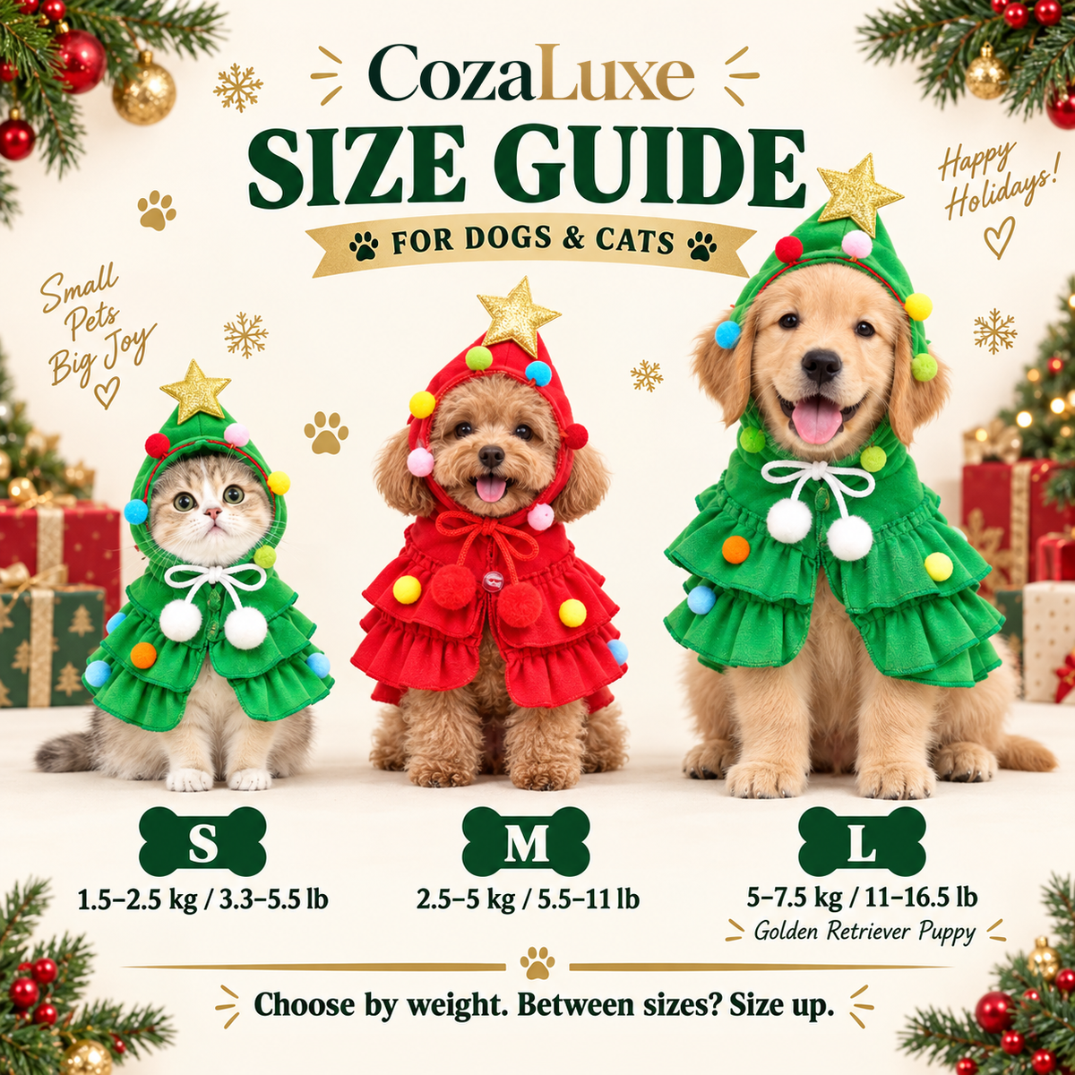 CozaLuxe Christmas Tree Pet Costume