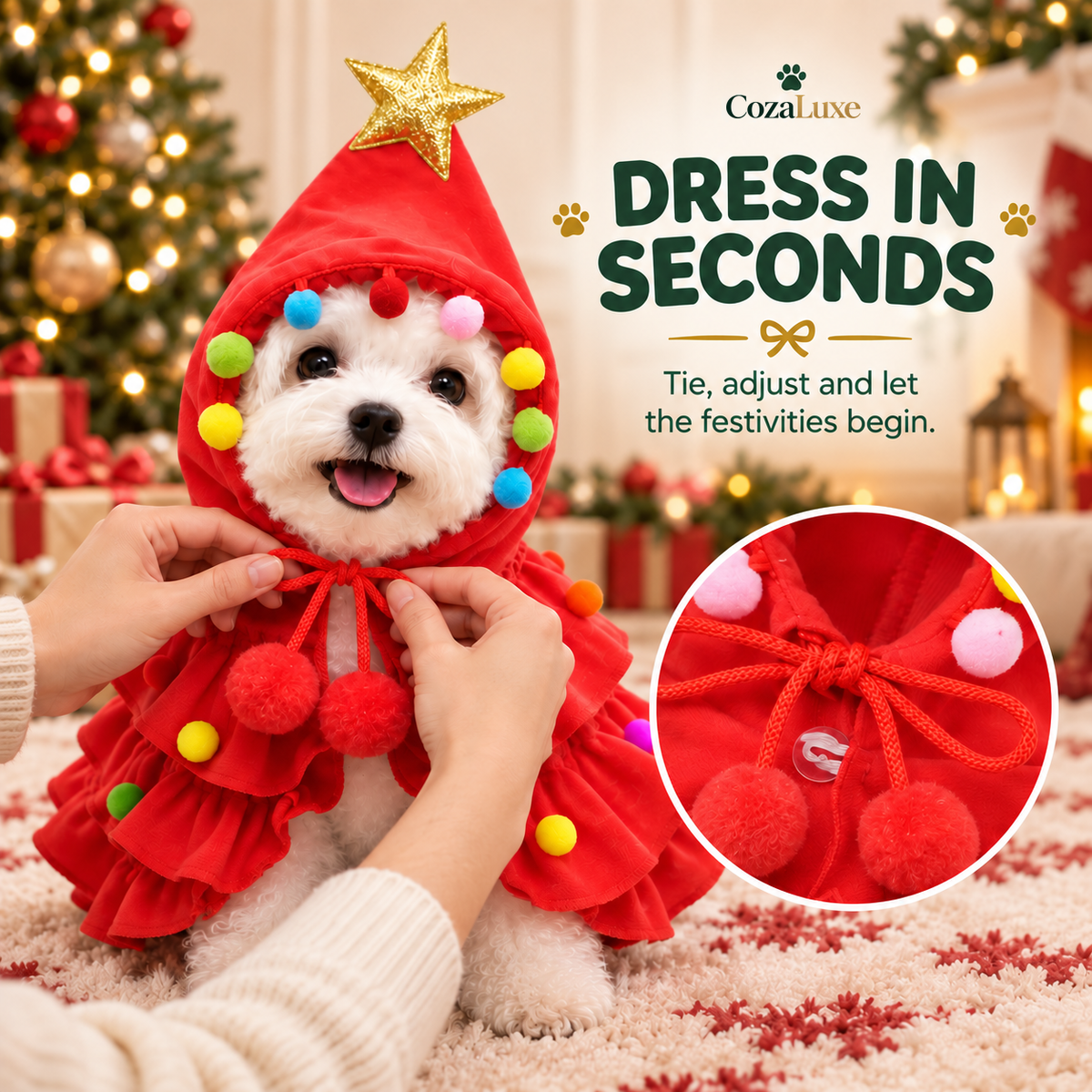 CozaLuxe Christmas Tree Pet Costume