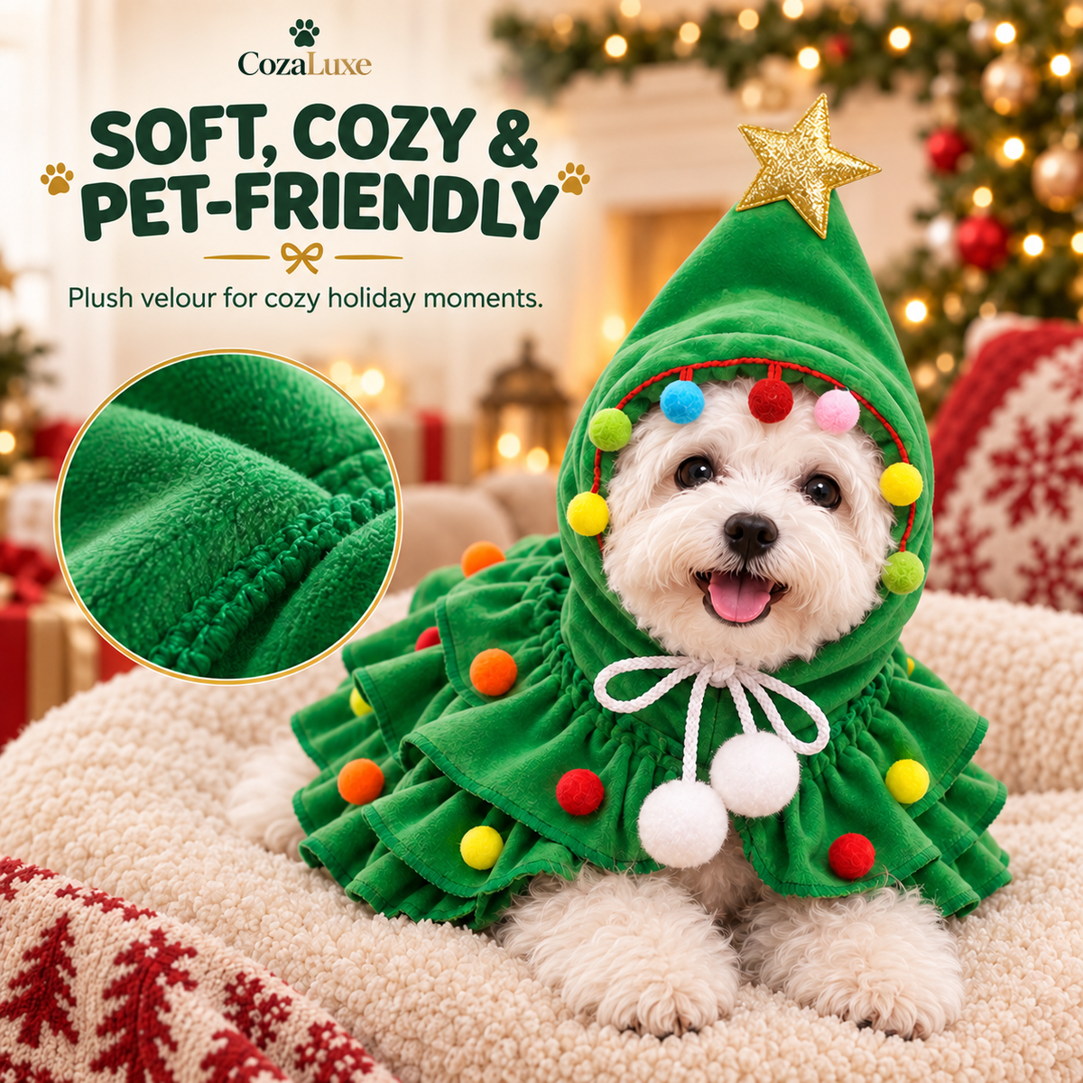 CozaLuxe Christmas Tree Pet Costume