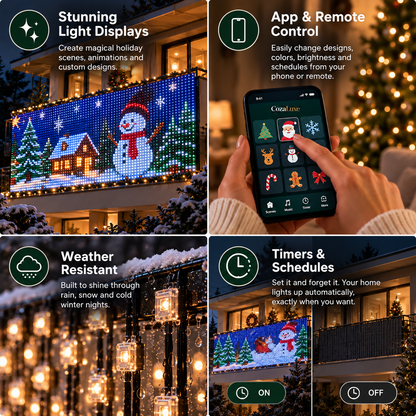 CozaLuxe Smart Animated Christmas Balcony Lights