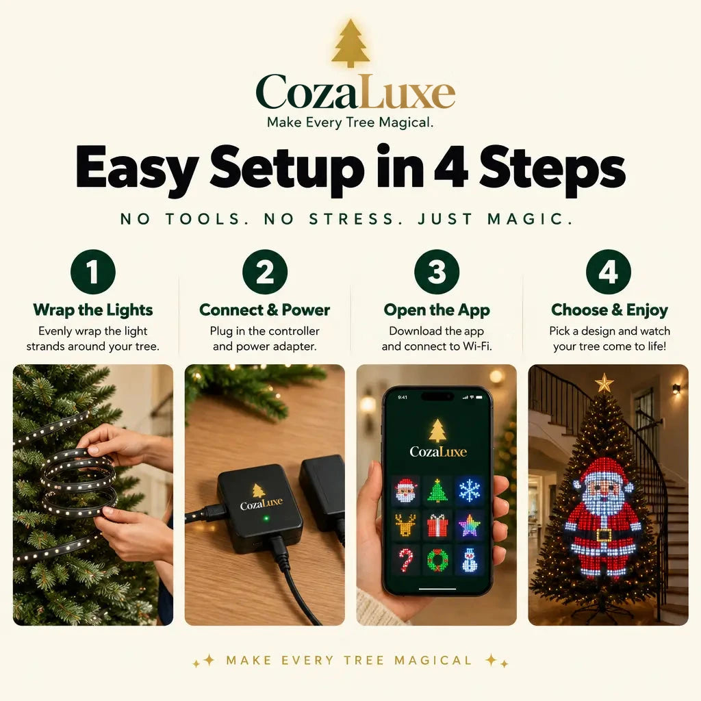 CozaLuxe Smart Animated Christmas Tree Lights